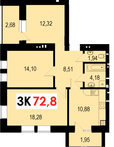 3-комнатная 72.8 м² в ЖК Стожары от 12 500 грн/м², Ивано-Франковск