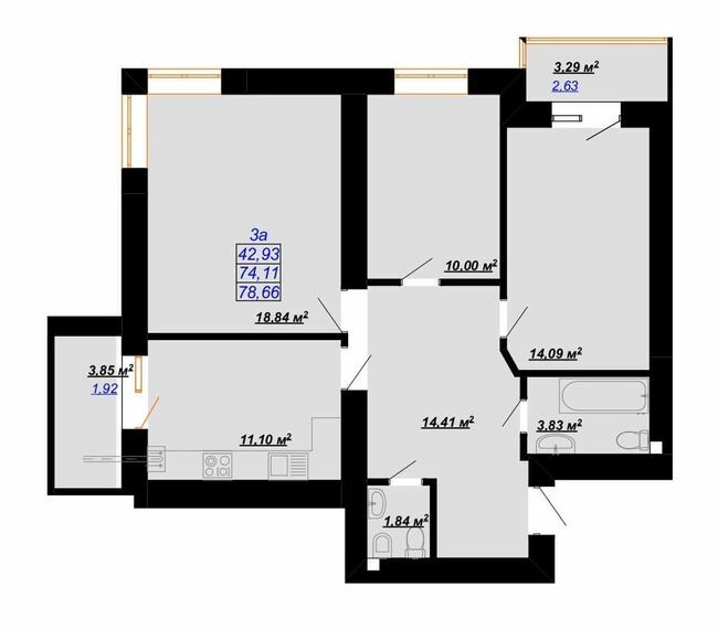 3-комнатная 78.66 м² в ЖК Цитадель-2 от 11 900 грн/м², Ивано-Франковск