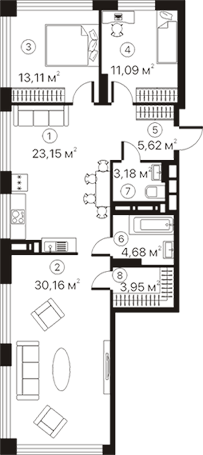 3-комнатная 94.94 м² в ЖК Terracotta от 26 332 грн/м², Киев