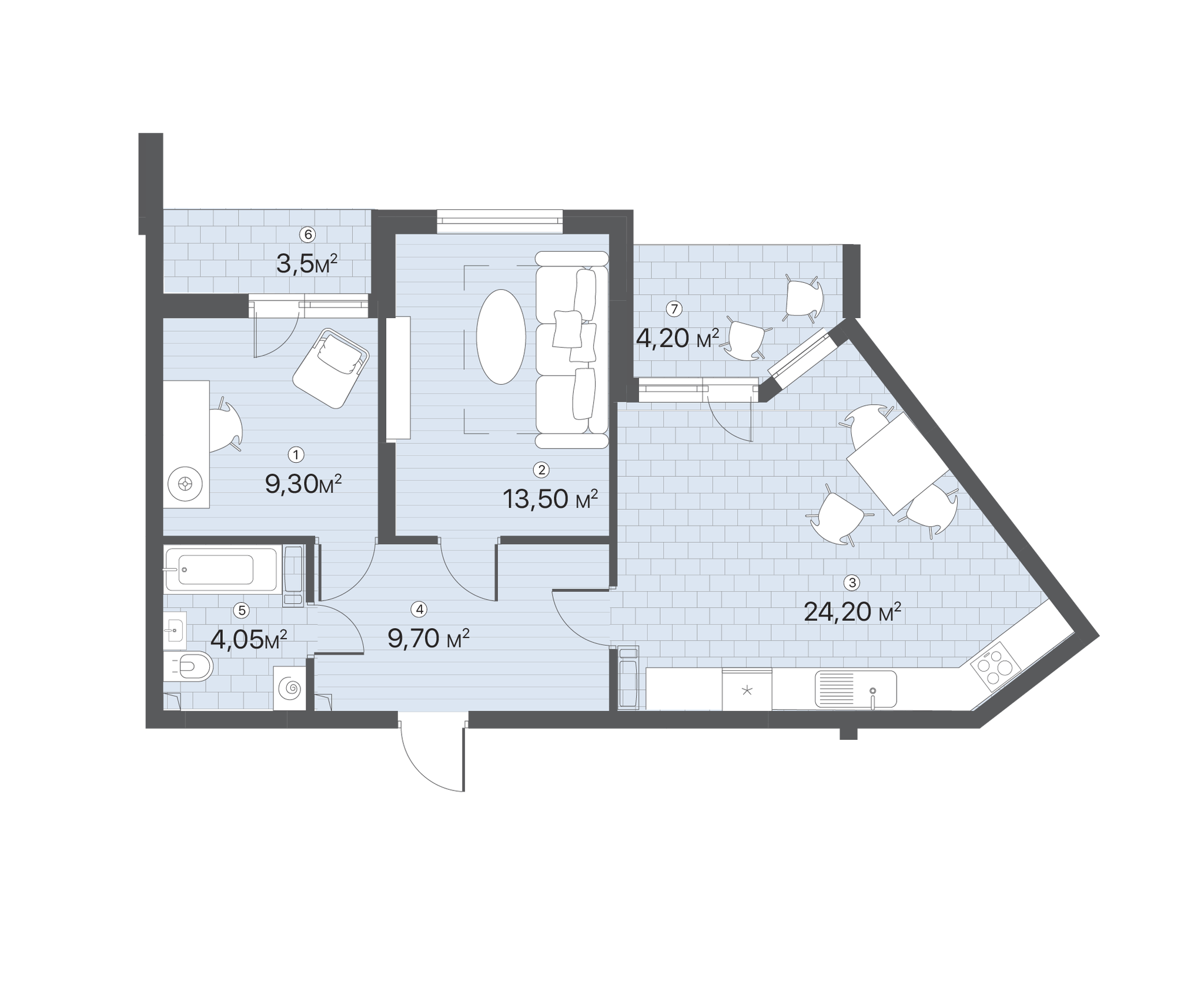 2-кімнатна 68.45 м² в ЖК Лебединий від 31 677 грн/м², Київ