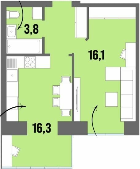 1-комнатная 40.6 м² в ЖК Dream Town от 16 950 грн/м², Луцк