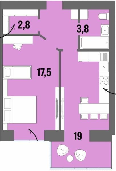 1-комнатная 44.8 м² в ЖК Dream Town от 16 950 грн/м², Луцк