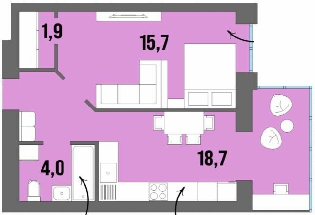 1-комнатная 43.2 м² в ЖК Dream Town от 18 150 грн/м², Луцк