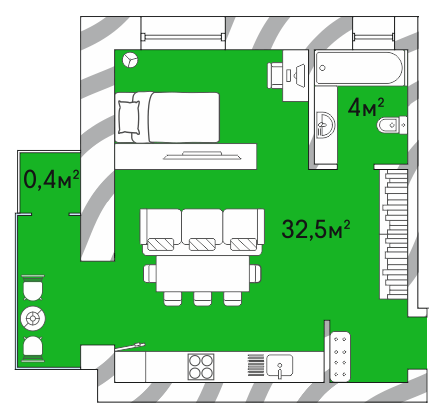 1-комнатная 38.7 м² в ЖК Затишний Двір-2 от 17 500 грн/м², Луцк