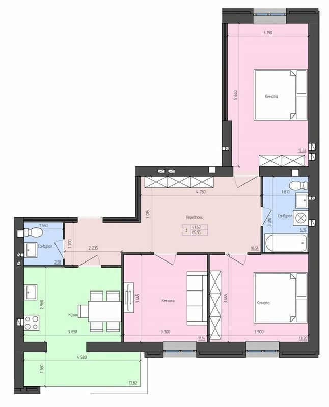 3-комнатная 85.96 м² в ЖК София от 15 750 грн/м², с. Агрономичное