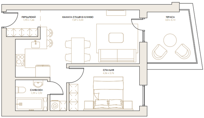 1-кімнатна 49.66 м² в ЖК Artynov Hall від 30 200 грн/м², Вінниця