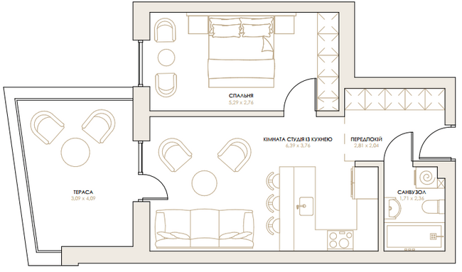 1-комнатная 50.82 м² в ЖК Artynov Hall от 29 450 грн/м², Винница