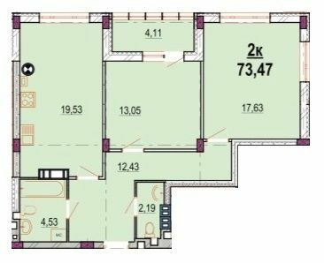 2-комнатная 73.47 м² в ЖК Родинний маєток от 25 500 грн/м², Винница