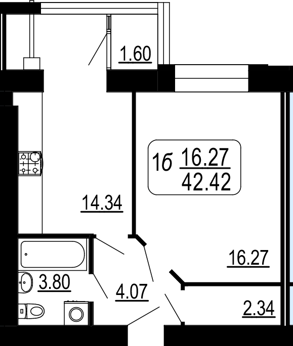 1-комнатная 42.42 м² в ЖК Семейный комфорт от 15 300 грн/м², Винница