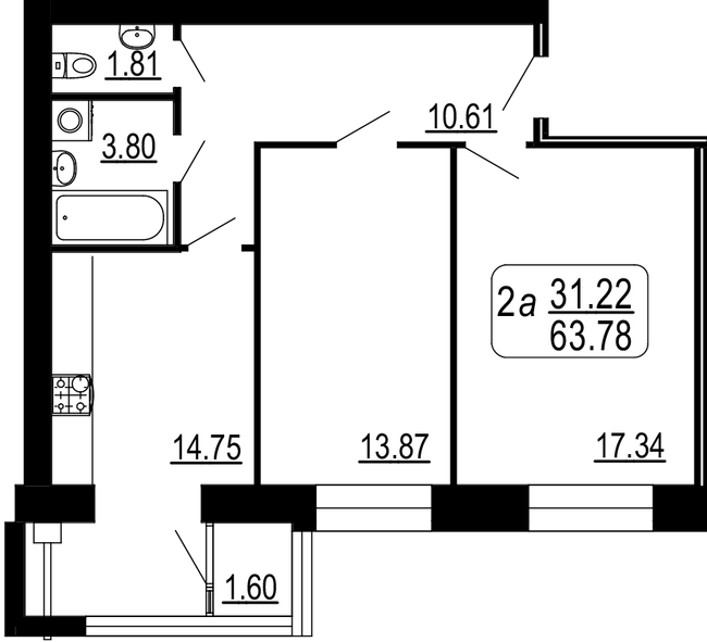 2-кімнатна 63.78 м² в ЖК Сімейний комфорт від 14 300 грн/м², Вінниця