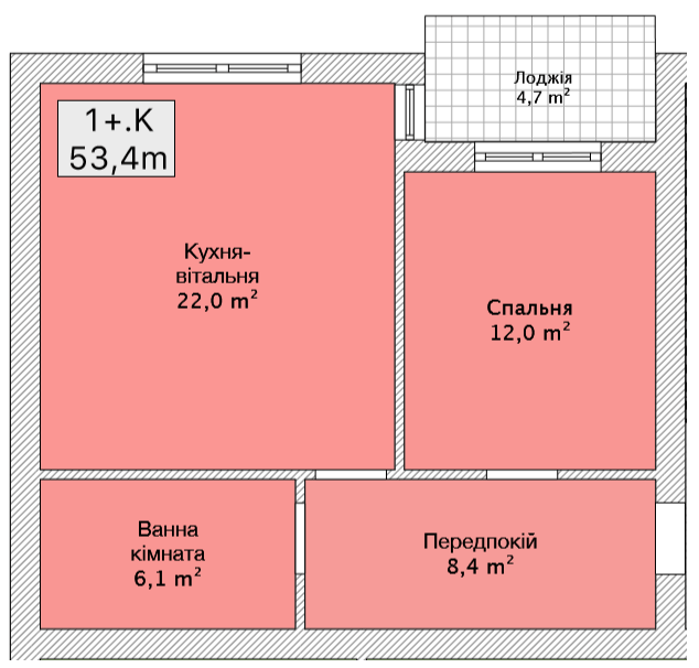 1-кімнатна 53.4 м² в ЖК Хмельницьке шосе, 40 від 21 800 грн/м², Вінниця