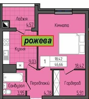 1-комнатная 46.66 м² в ЖК Grand City Dombrovskyi от 21 700 грн/м², Житомир