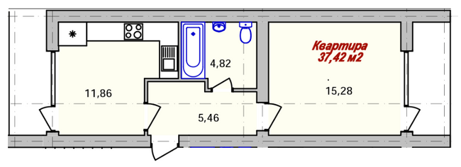 1-кімнатна 37.42 м² в ЖК ECOtown від 19 200 грн/м², Ужгород