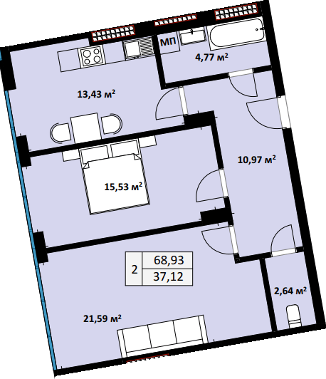 2-комнатная 68.93 м² в ЖК Uzh Towers от 24 600 грн/м², Ужгород