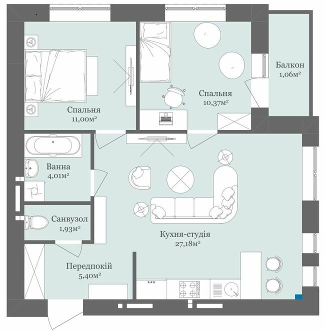 2-кімнатна 61.04 м² в ЖК West Towers від 20 250 грн/м², Ужгород