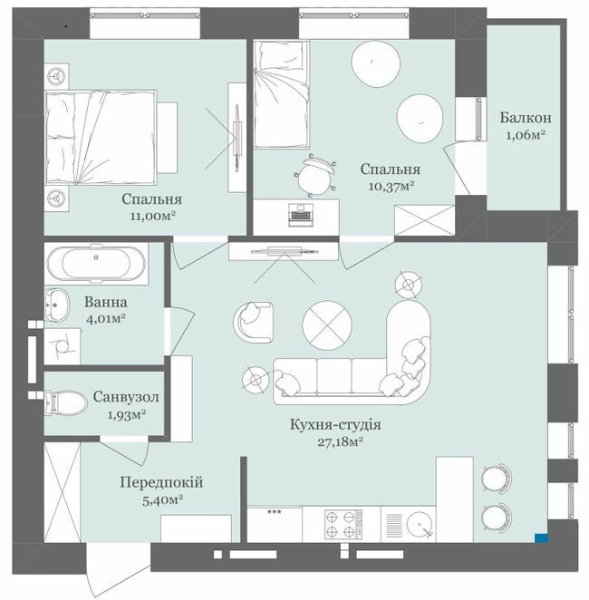 2-комнатная 61.04 м² в ЖК West Towers от 20 250 грн/м², Ужгород