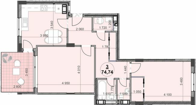 2-комнатная 74.74 м² в ЖК Bavaria Group от 18 150 грн/м², Ужгород