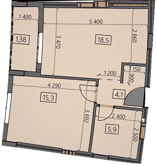 1-комнатная 45.15 м² в ЖК Crystal от 23 150 грн/м², Ужгород