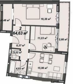 2-комнатная 65.63 м² в ЖК Crystal от 23 150 грн/м², Ужгород