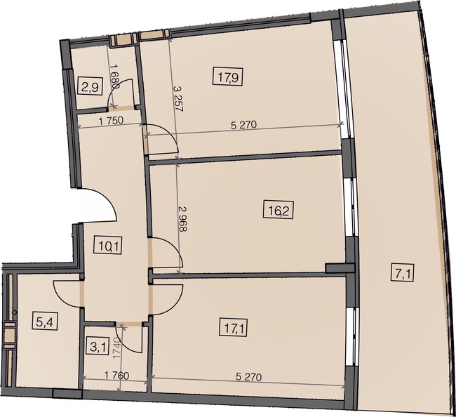 2-кімнатна 79.68 м² в ЖК Crystal від 19 150 грн/м², Ужгород