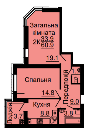 2-комнатная 60.9 м² в ЖК Львовский затышок (Львовский маеток) от 20 600 грн/м², с. Софиевская Борщаговка