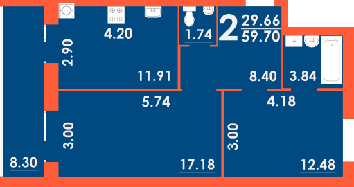 2-кімнатна 59.7 м² в ЖК Park Residence від 19 500 грн/м², Запоріжжя