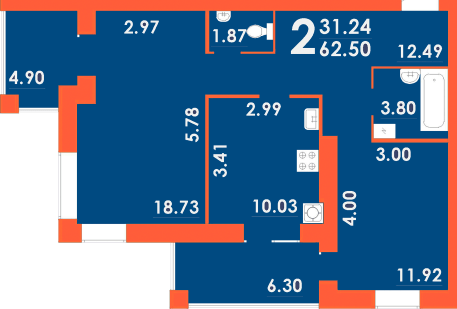 2-комнатная 62.5 м² в ЖК Park Residence от 19 500 грн/м², Запорожье