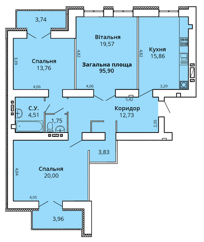 3-комнатная 99.76 м² в ЖК Премьер Хаус от 20 650 грн/м², Николаев