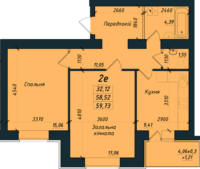 2-кімнатна 59.73 м² в ЖК на вул. Никитченко, 3 від 17 100 грн/м², Полтава