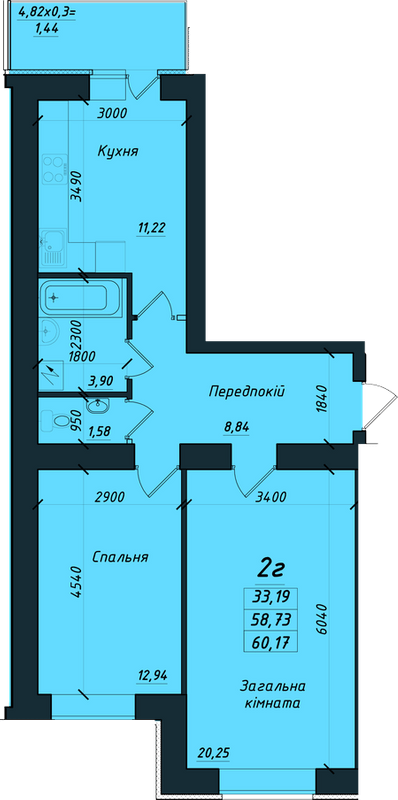 2-комнатная 60.11 м² в ЖК на ул. Никитченко, 3 от 17 100 грн/м², Полтава