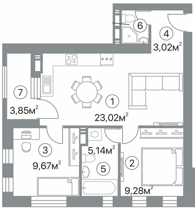 2-комнатная 56.34 м² в ЖК Оскар от 32 000 грн/м², Полтава