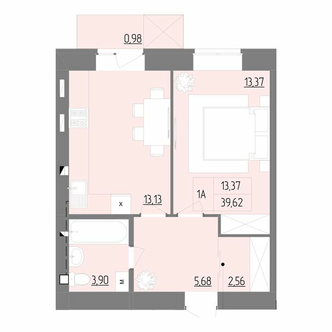 1-комнатная 39.62 м² в ЖК Синергия Color от 18 400 грн/м², Ровно