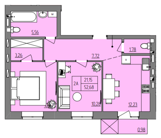 2-кімнатна 52.68 м² в ЖК Синергия Color від 15 800 грн/м², Рівне
