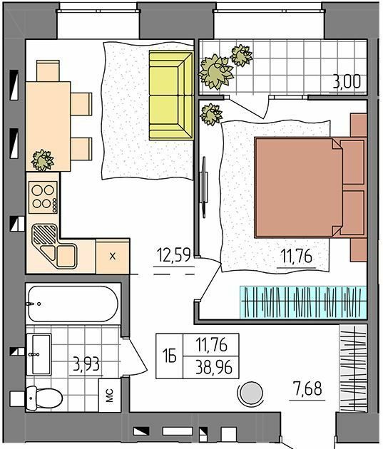 1-комнатная 38.96 м² в ЖК Синергия Glass от 17 500 грн/м², Ровно