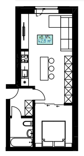 1-кімнатна 42.8 м² в КБ Craft від 19 450 грн/м², Рівне