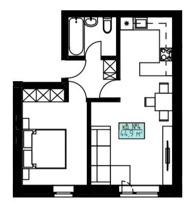 1-кімнатна 44.9 м² в КБ Craft від 19 450 грн/м², Рівне