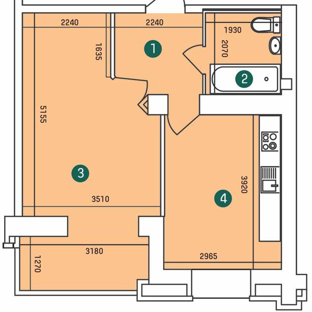 1-комнатная 39.49 м² в ЖК Заречный от 12 800 грн/м², Сумы