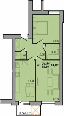 2-кімнатна 59.97 м² в ЖК Березовиця від 15 000 грн/м², смт Велика Березовиця