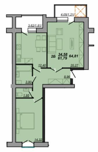 2-кімнатна 61.79 м² в ЖК Березовиця від 15 000 грн/м², смт Велика Березовиця