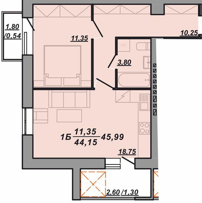 1-кімнатна 44.15 м² в ЖК Березовиця від 15 000 грн/м², смт Велика Березовиця