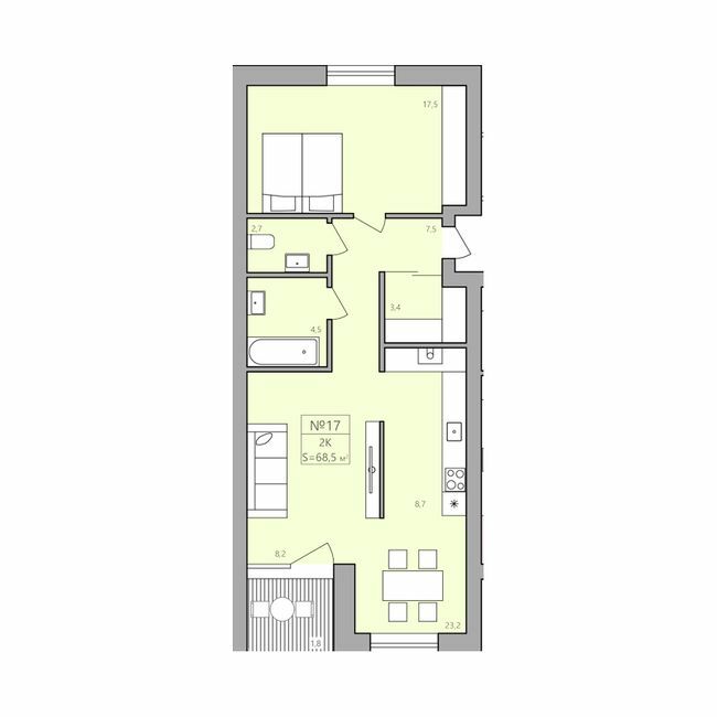 2-комнатная 68.5 м² в ЖК ЭкоДом от 12 500 грн/м², с. Петриков