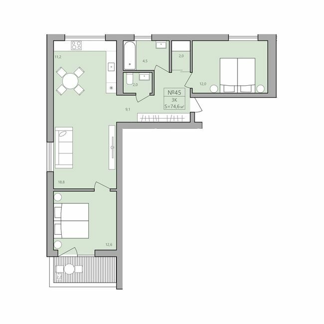 3-кімнатна 74.6 м² в ЖК ЕкоДім від 12 500 грн/м², с. Петриків