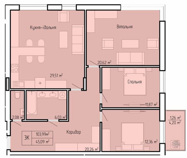 3-комнатная 103.99 м² в ЖК Над Озером от 42 600 грн/м², Тернополь