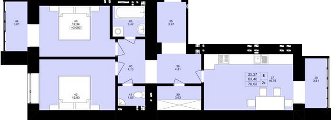 2-кімнатна 70.62 м² в ЖК Затишний двір від 15 000 грн/м², Тернопіль