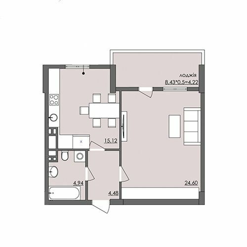 1-комнатная 53.36 м² в ЖК Плаза Квартал от 18 450 грн/м², Херсон