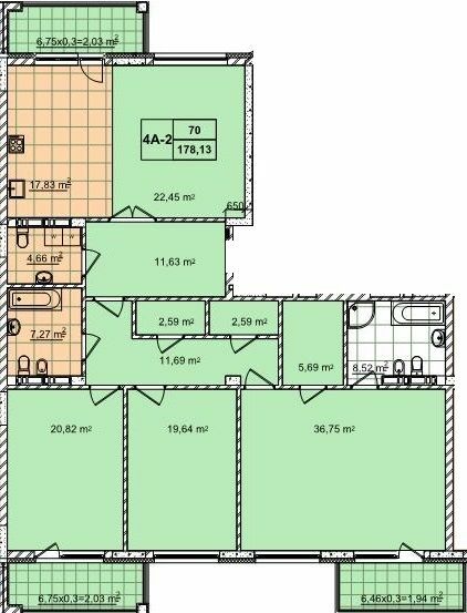 4-кімнатна 178.13 м² в ЖК 52 Перлина (Pechersk Plaza) від 76 450 грн/м², Київ