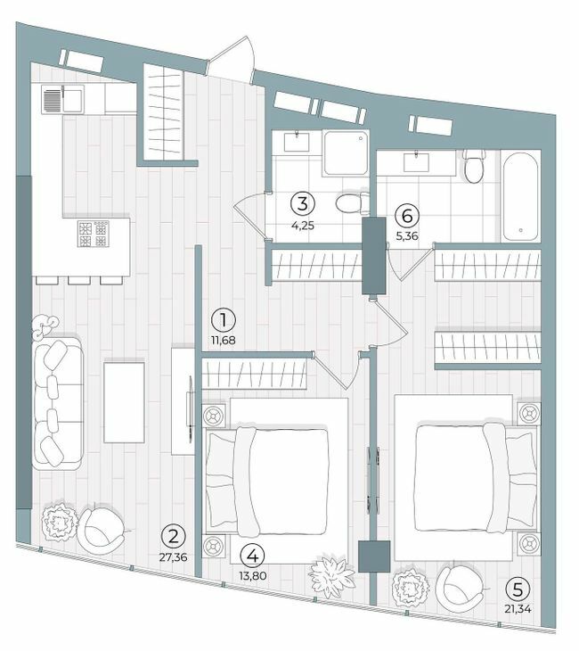 2-комнатная 83.79 м² в ЖК Delrey от 45 950 грн/м², Киев