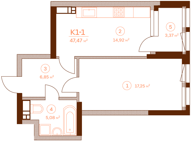1-комнатная 47.47 м² в ЖК Stanford от 61 700 грн/м², Киев