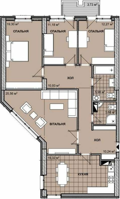 4-комнатная 125.93 м² в ЖК Берестейский от 33 000 грн/м², Киев