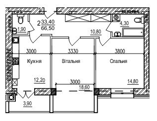 2-кімнатна 66.5 м² в ЖК Акварелі Проспекту від 20 100 грн/м², Чернівці